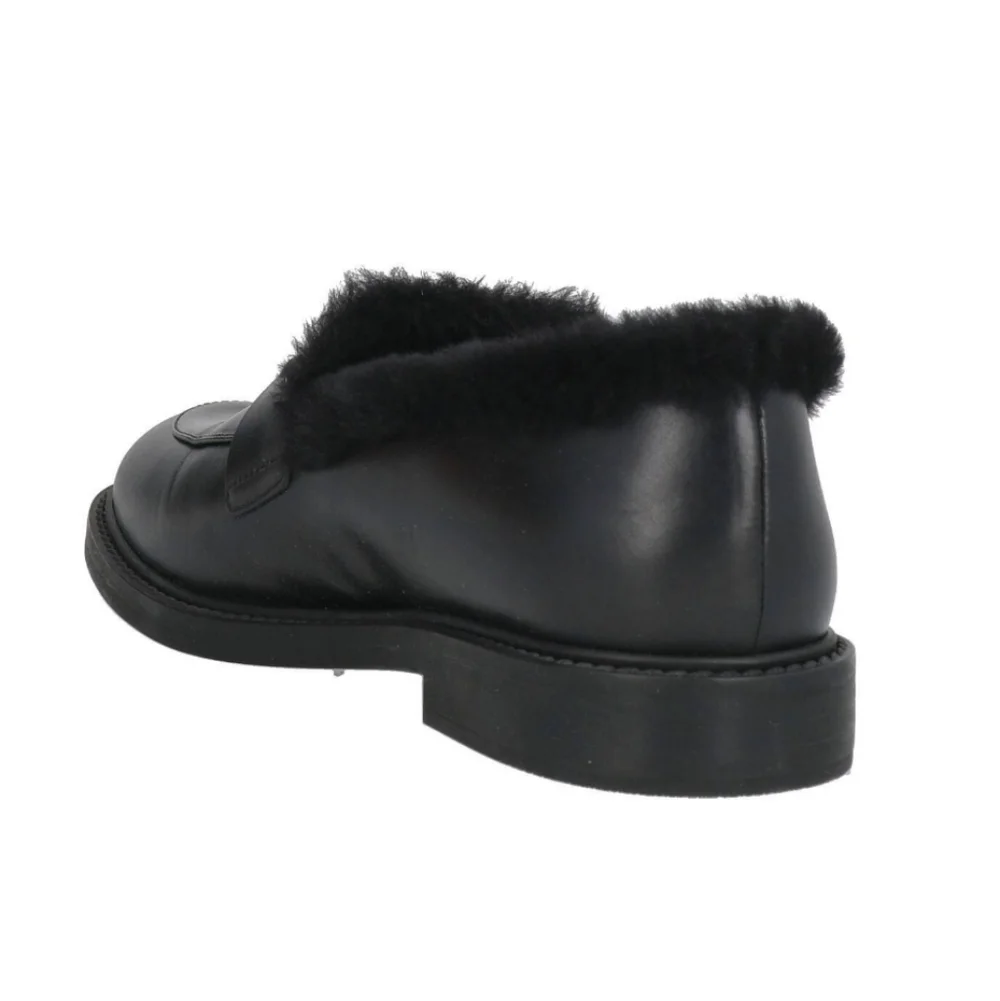 NWT$1,050 Chloé Marcie Black Shearling-Trimmed Leather Marcie Loafers Sz 40 (10)